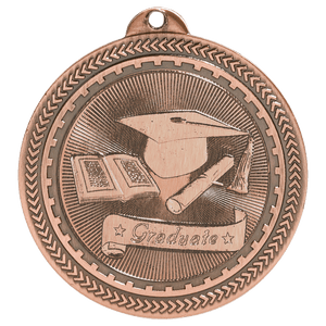 Antique Bronze 2" Graduate Laserable BriteLazer Medal
