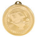 Bright Gold 2" Lamp of Knowledge Laserable BriteLazer Medal