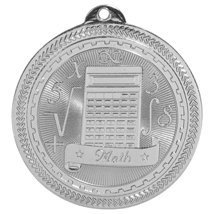 Bright Silver 2" Math Laserable BriteLazer Medal