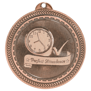 Antique Bronze 2" Perfect Attendance Laserable BriteLazer Medal