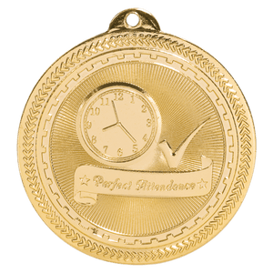 Bright Gold 2" Perfect Attendance Laserable BriteLazer Medal