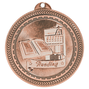 Antique Bronze 2" Reading Laserable BriteLazer Medal