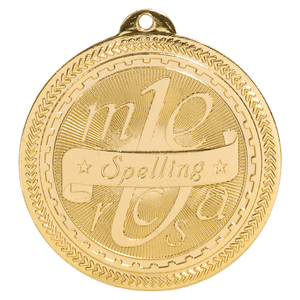 Bright Gold 2" Spelling Laserable BriteLazer Medal