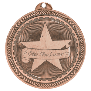 Antique Bronze 2" Star Performer Laserable BriteLazer Medal