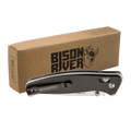 Bison River 4 1/2" Black Button Lock Folding Knife with Clip