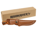 Bison River 7 3/4" Fixed Blade Wood Knife with Leather Sheath