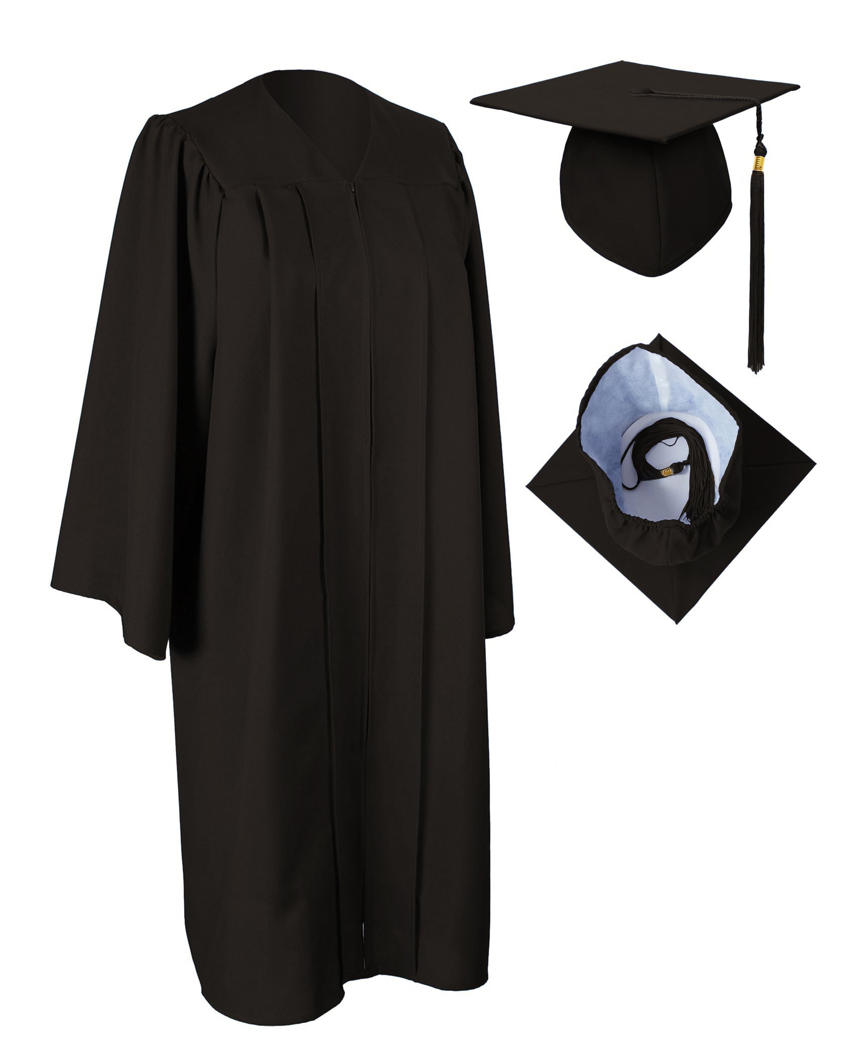 Graduation Cap and Gown Set in Black Color