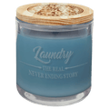 14 oz. French Linen Candle in a Glass Holder with Wood Lid