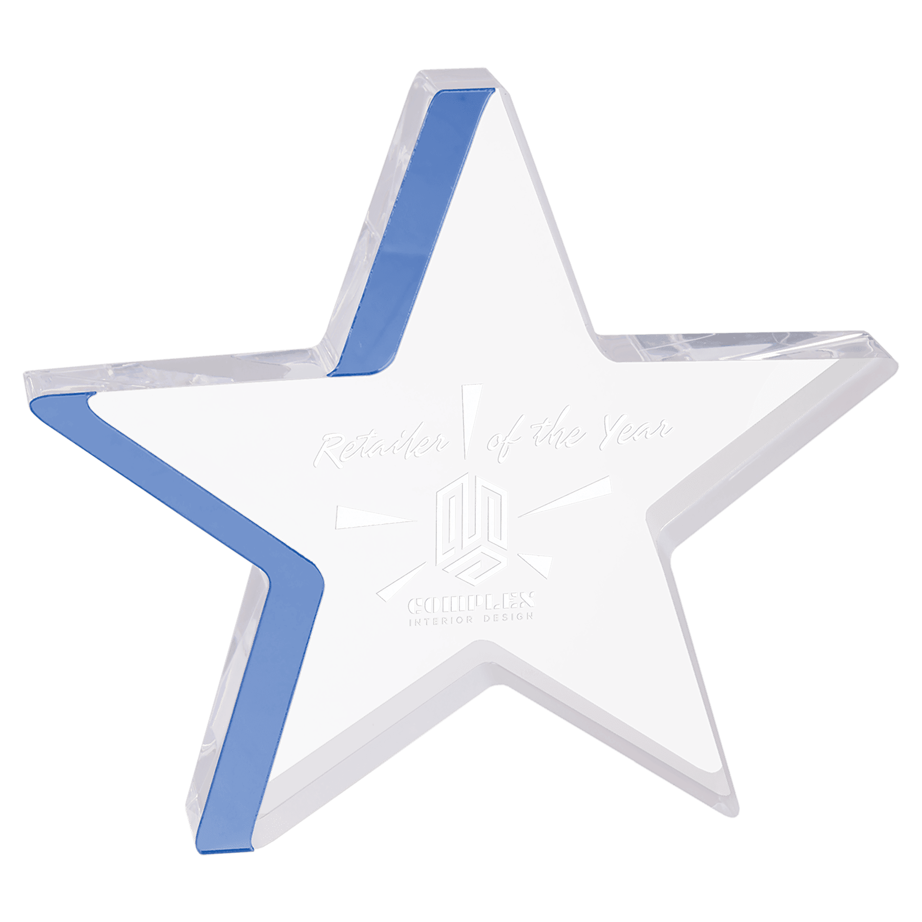 Blue 7 3/4" x 7" Star Acrylic with Edge