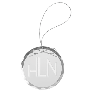 Clear Round Glass Ornament with Silver 3 1/4" String