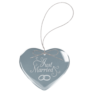 Clear Heart Glass Ornament with Silver 3" String