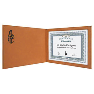 9" x 12" Laserable Leatherette Certificate Holder for 8 1/2" x 11"