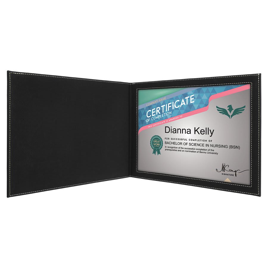 9" x 12" Laserable Leatherette Certificate Holder for 8 1/2" x 11"