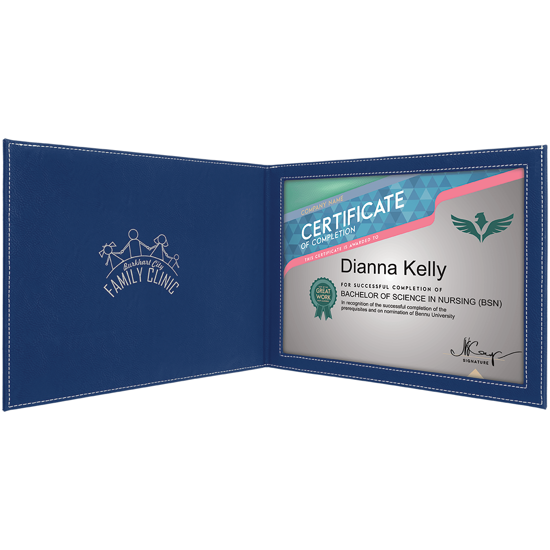 9" x 12" Laserable Leatherette Certificate Holder for 8 1/2" x 11"
