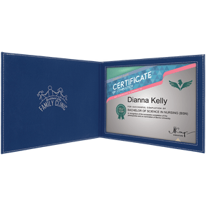 9" x 12" Laserable Leatherette Certificate Holder for 8 1/2" x 11"