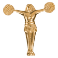 Gold Pom Pom Girl Metal Chenille Letter Insignia