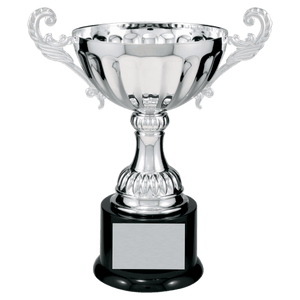 Silver 2 9 3/4" Completed Metal Cup Trophy on Plastic Base