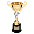 Gold 8 3/4" Completed Metal Cup Trophy on Plastic Base