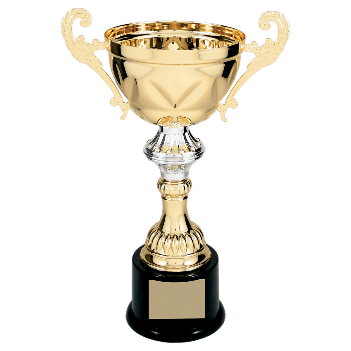 Gold 11 1/2" Completed Metal Cup Trophy on Plastic Base