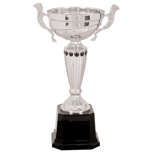 Silver 2 11 1/2" Completed Metal Cup Trophy on Plastic Base