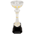 Silver/Gold 9 3/4" Completed Metal Cup Trophy on Plastic Base