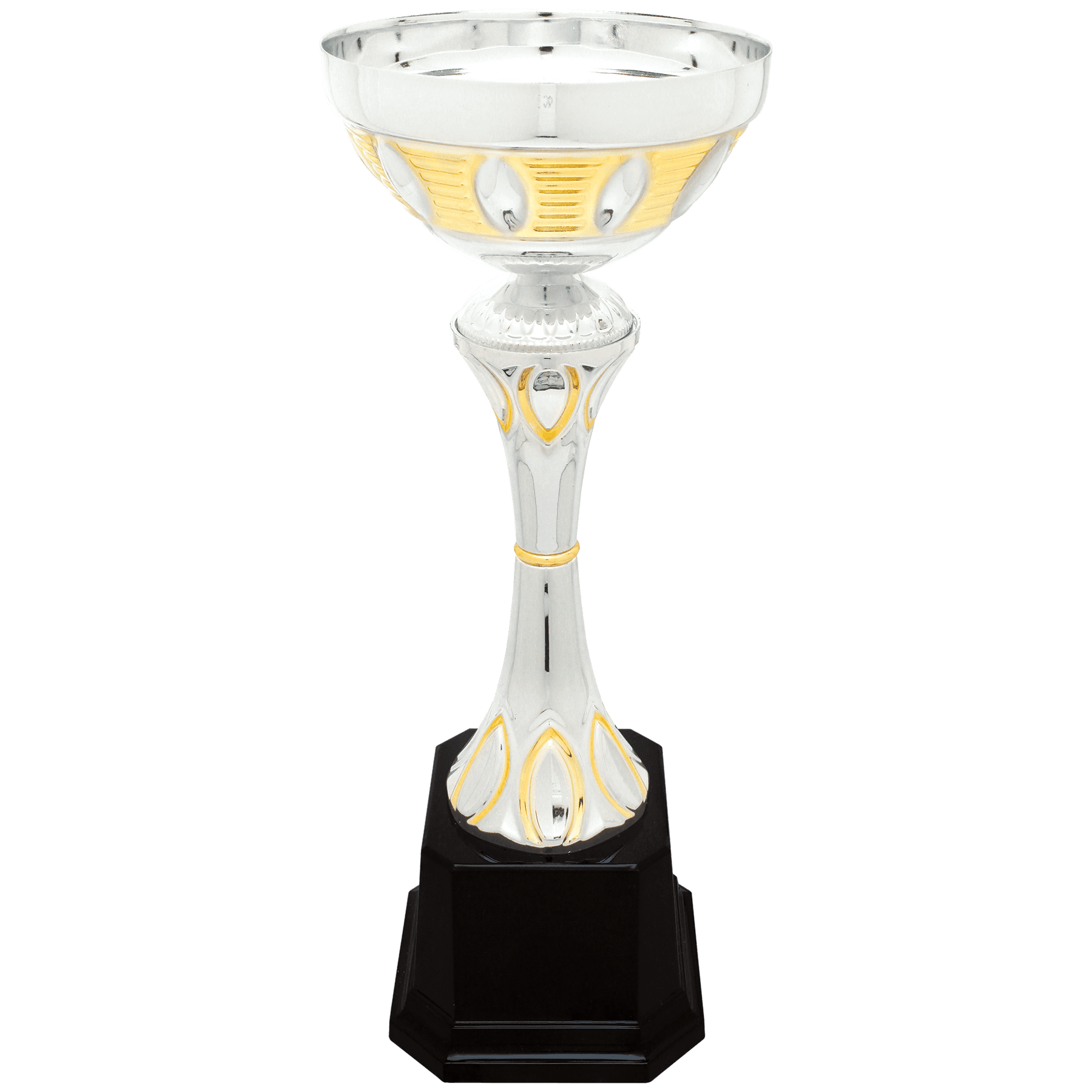 Silver/Gold 2 12" Completed Metal Cup Trophy on Plastic Base