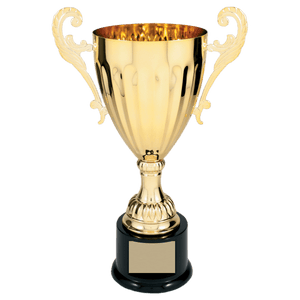 Gold 12" Completed Metal Cup Trophy on Plastic Base