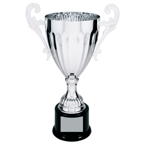 Silver 12" Completed Metal Cup Trophy on Plastic Base