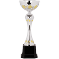 Silver/Gold 13 1/4" Completed Metal Cup Trophy on Plastic Base