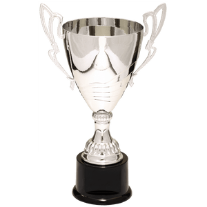 Silver 2 12" Completed Metal Cup Trophy on Plastic Base