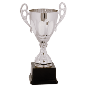 Silver 11" Completed Metal Cup Trophy on Plastic Base