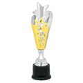 14" Silver & Gold Star Completed Metal Cup Trophy on Plastic Base