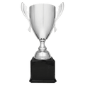 Silver Completed Metal Cup Trophy on Black Royal 2 24 3/4" Piano Finish Base
