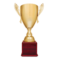 Gold Completed Metal Cup Trophy on Rosewood Royal 2 26 1/2" Piano Finish Base