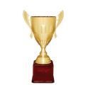 Gold Completed Metal Cup Trophy on Rosewood Royal 24 3/4" Piano Finish Base