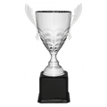 Silver Completed Metal Cup Trophy on Black Royal 21" Piano Finish Base