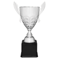 Silver Completed Metal Cup Trophy on Black Royal 25 1/4" Piano Finish Base