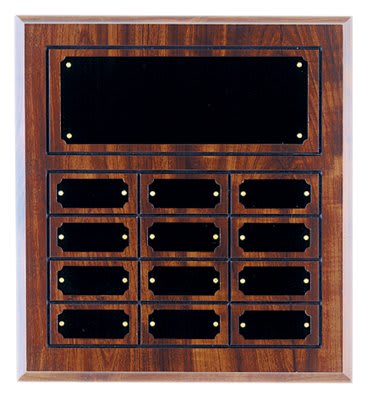 11 3/4" x 12 3/4" Finish Completed Perpetual Plaque with 12 Plates