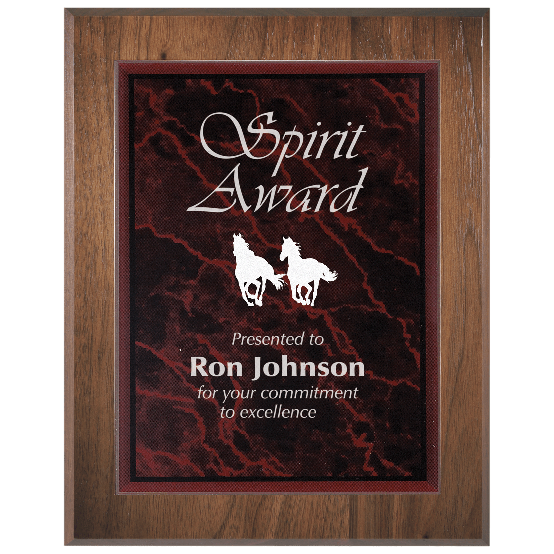 Small Genuine Walnut Plaque with Red Marble Acrylic Plaque Plate