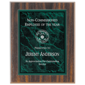 Large Walnut Finish Plaque with Green Marble Acrylic Plaque Plate