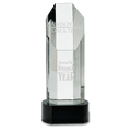 9 3/4" Octagon Slant-Top Crystal on Black Pedestal Base
