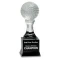 9" Crystal Golf Ball on Black Pedestal Base