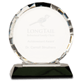 6" Clear Crystal Round with Rectangle Facets on Black Crystal Base