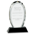 7 1/2" Oval Facet Crystal on Black Pedestal Base