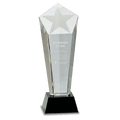 10 1/2" Crystal Frosted Star Column on Black Pedestal Base