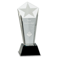 8 3/4" Crystal Frosted Star Column on Black Pedestal Base