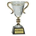 8 1/2" Crystal Cup with Gold Handles and Stem