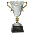 10" Crystal Cup with Gold Handles and Stem