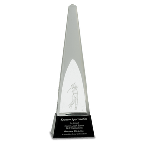 11 1/2" Clear Crystal 3D Golf Spire on Black Pedestal Base