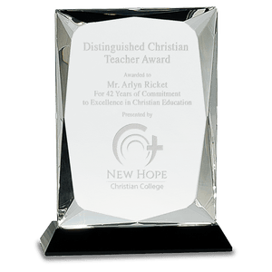 Clear Crystal Rectangle on Black 8" Base